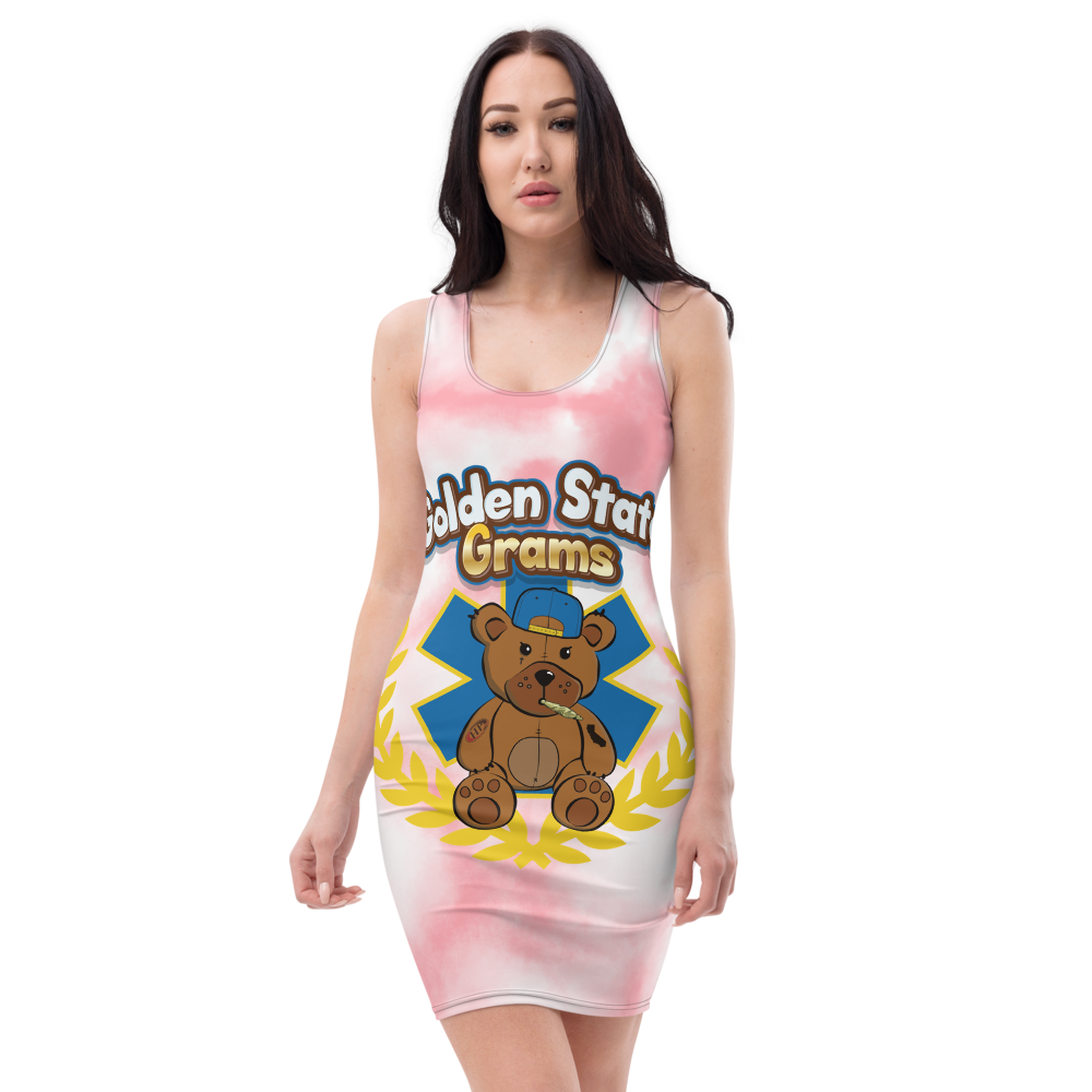 Pink tie-dye GSG LOGO FULL PRINT DRESS